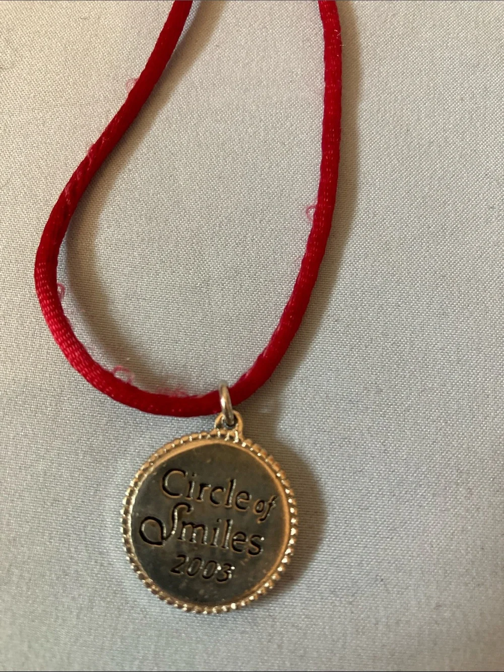 American Girl Red Cord Necklace with Gold-Tone historical doll Medallion